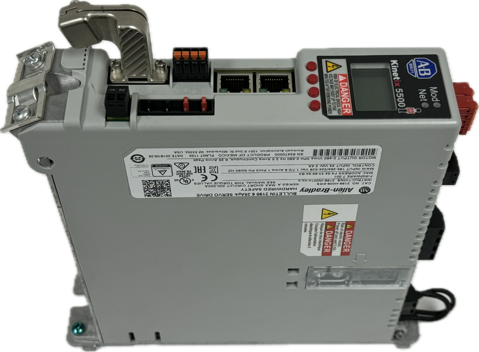 Allen Bradley 2198-H015-ERS высокопроизводительный сервопривод средней мощности Kinetix 5500, 12.5 А, с аппаратной безопасностью, типоразмер 2