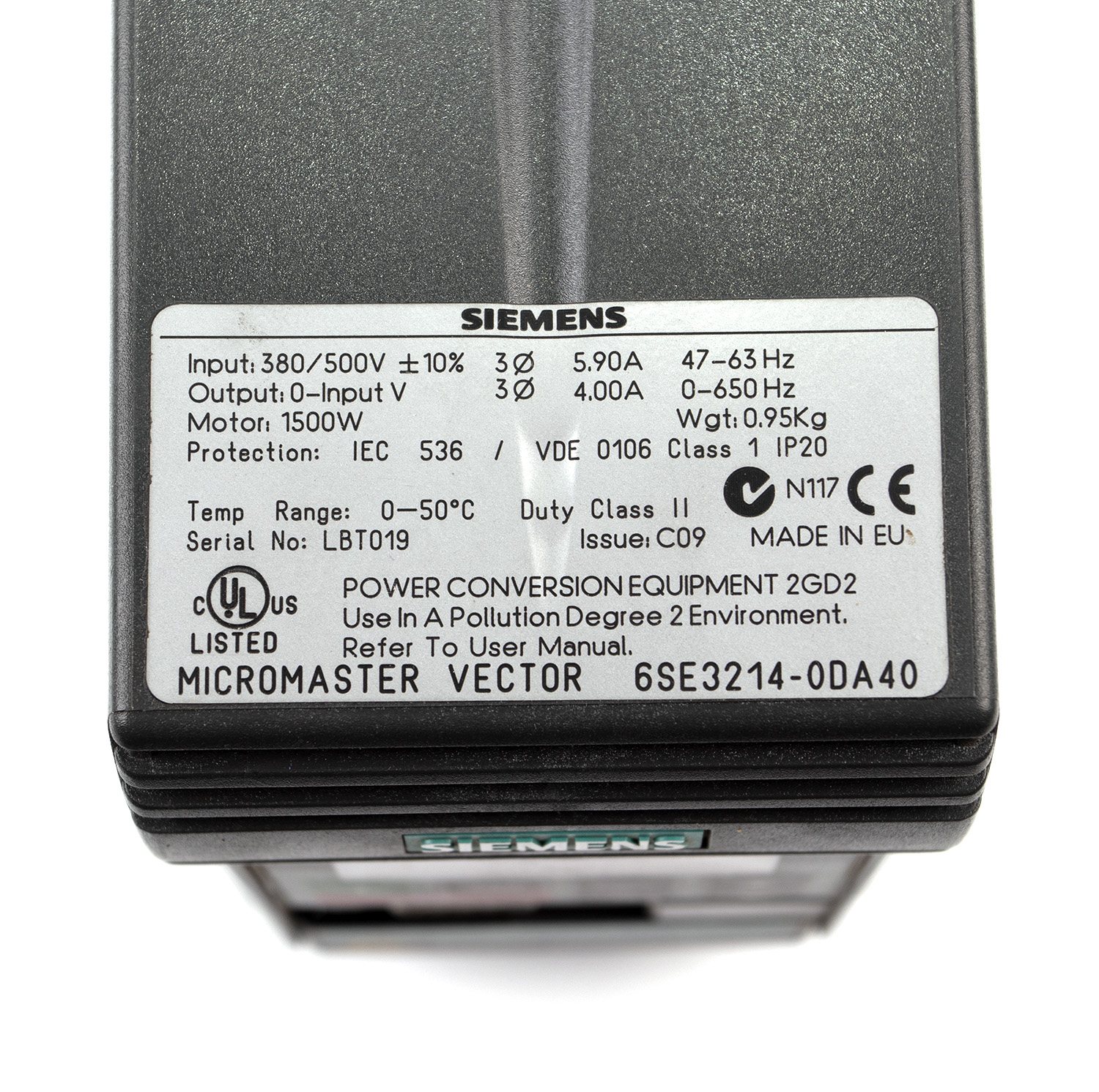 6SE3214-0DA40 — Преобразователь частоты Siemens MICROMASTER Vector MMV150/3