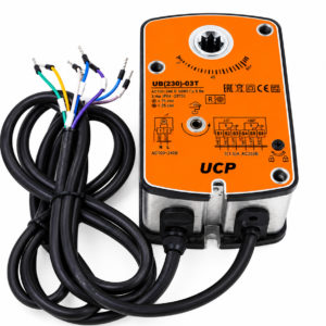 Электропривод UCP UB(230)-03T, крутящий момент 3 Нм, 230 В AC, возвратная пружина, для воздушных и противопожарных клапанов, IP54.