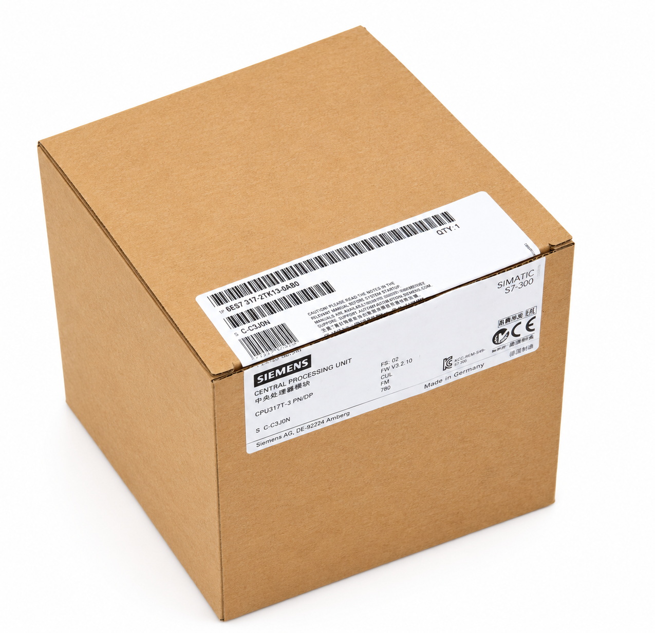 Siemens 6ES7317-7TK10-0AB0 CPU 317T-3 PN/DP для задач ПЛК и технологических функций. 1024 КБ, MPI/DP, DP(Drive), PROFINET, встроенные I/O.