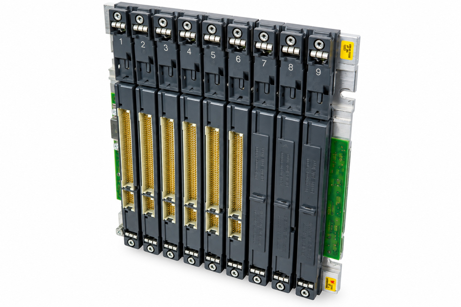 Стойка UR2 для SIMATIC S7-400. 9 слотов, 257,5×290×27,5 мм, сталь, 2,15 кг. Для центральных и расширительных устройств, поддержка S7-400H, резервирование питания.